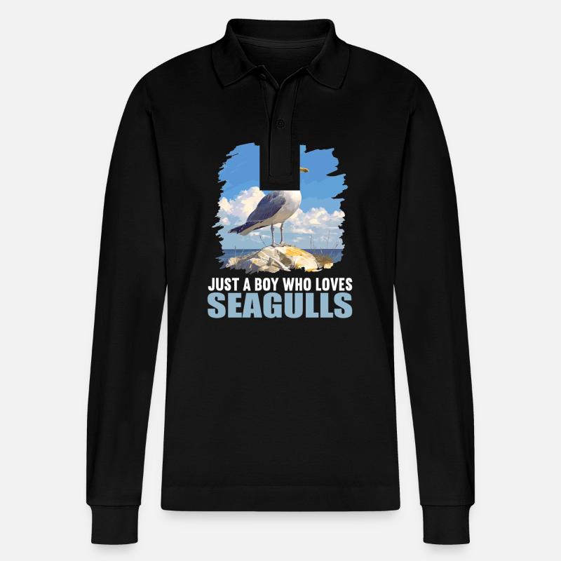 Möwen Möwe - Stanley/Stella Unisex Bio-Langarm-Poloshirt Prepster - Schwarz