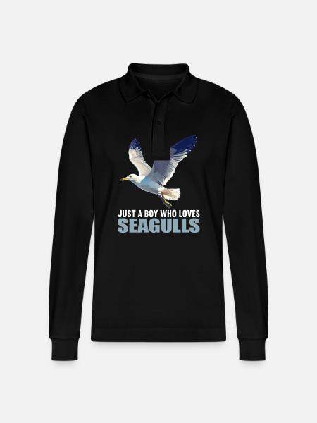 Seagulls Seagull - Stanley/Stella Organic Unisex Long-Sleeved Polo Shirt Prepster - black