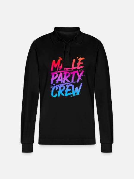 Malle Party Crew - Stanley/Stella Unisex Bio-Langarm-Poloshirt Prepster - Schwarz