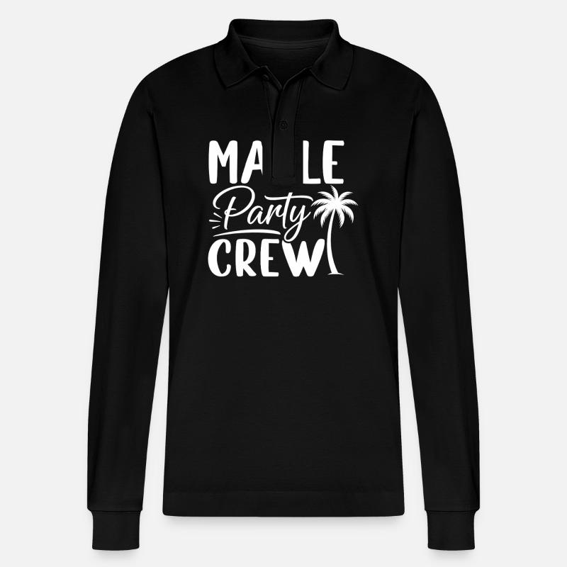 Malle Party Crew - Stanley/Stella Unisex Bio-Langarm-Poloshirt Prepster - Schwarz