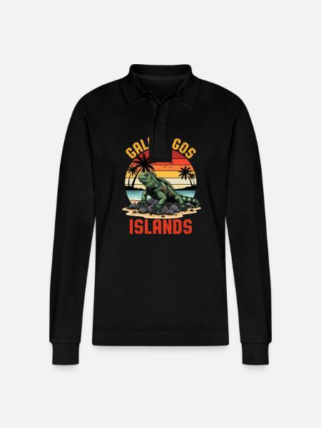 Galapagos Islands - Stanley/Stella Organic Unisex Long-Sleeved Polo Shirt Prepster - black
