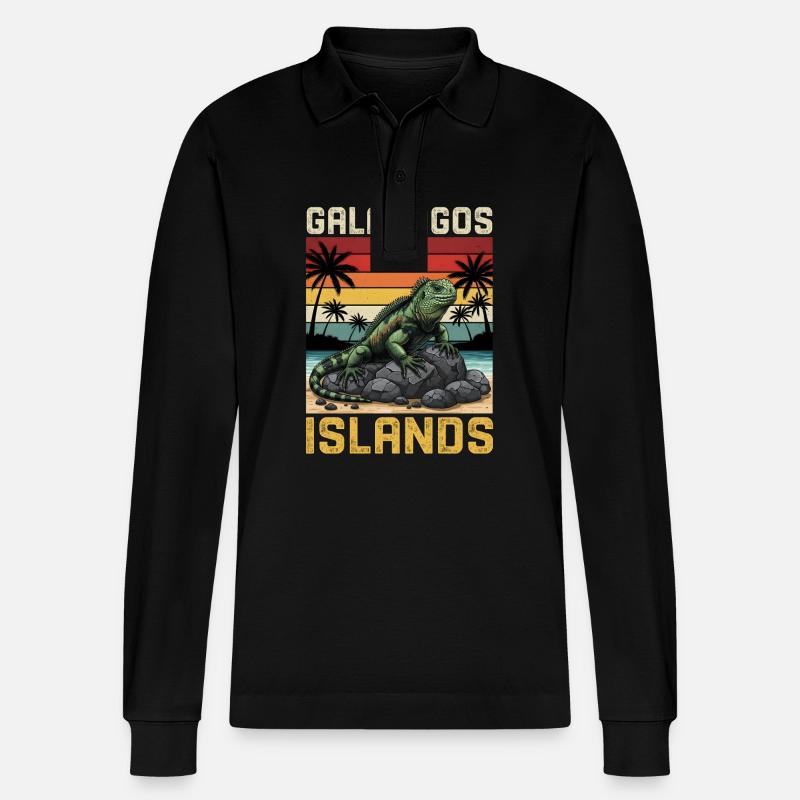 Galapagos Islands - Stanley/Stella Unisex Bio-Langarm-Poloshirt Prepster - Schwarz
