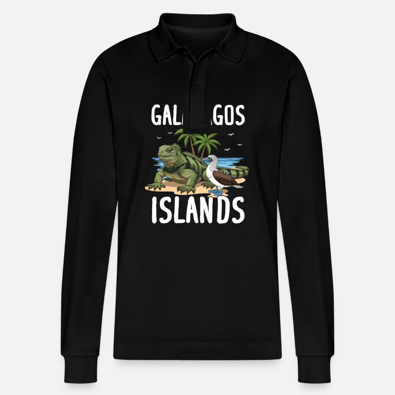 Galapagos Islands - Stanley/Stella Unisex Bio-Langarm-Poloshirt Prepster - Schwarz
