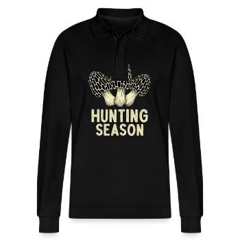 Hunting Season - Stanley/Stella Unisex Bio-Langarm-Poloshirt Prepster - Schwarz - Vorne - Anna (173cm) & Nico (186cm)