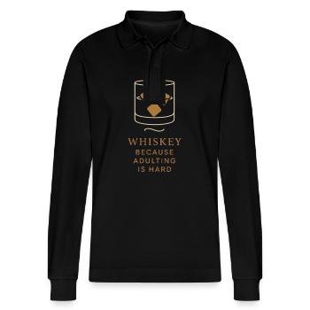 Whisky Lovers Tasting Club Bourbon Scotch - Stanley/Stella Organic Unisex Long-Sleeved Polo Shirt Prepster - black - Front - Anna (173cm) & Nico (186cm)