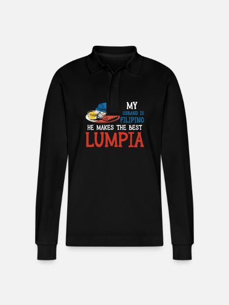 Spring Rolls Husband Lumpia - Stanley/Stella Organic Unisex Long-Sleeved Polo Shirt Prepster - black