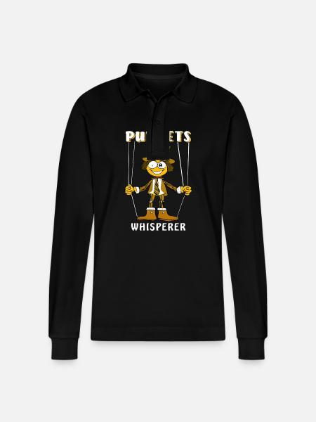 PUPPETS WHISPERER - Stanley/Stella Organic Unisex Long-Sleeved Polo Shirt Prepster - black