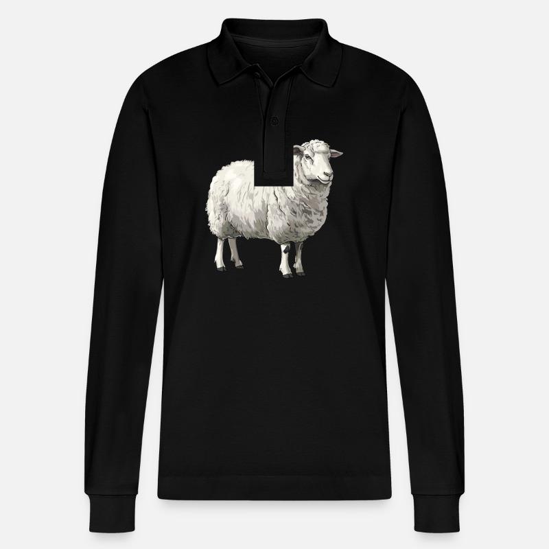 Schafe Schaf - Stanley/Stella Unisex Bio-Langarm-Poloshirt Prepster - Schwarz