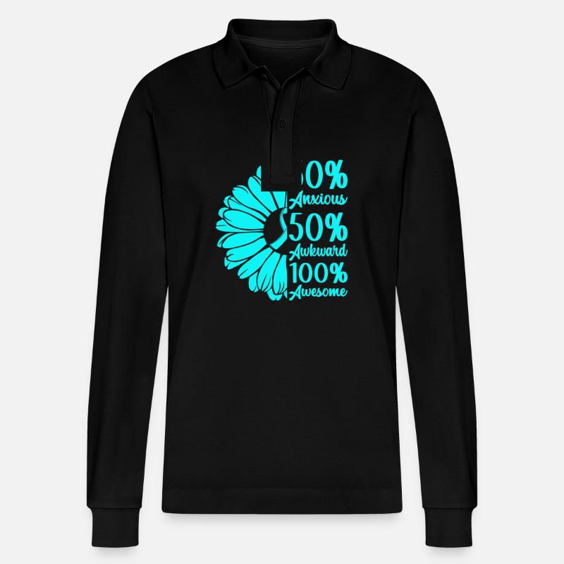 Angststörung Anxiety disorder - Stanley/Stella Unisex Bio-Langarm-Poloshirt Prepster - Schwarz