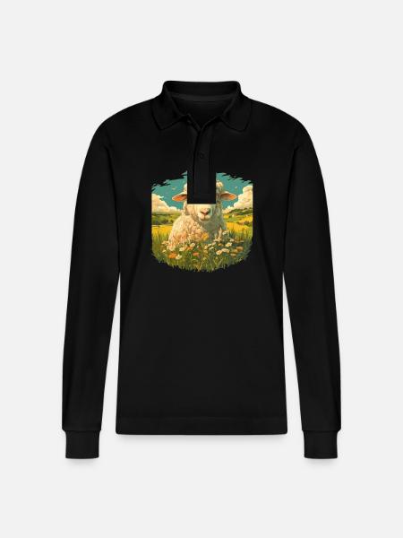 Sheep Sheep - Stanley/Stella Organic Unisex Long-Sleeved Polo Shirt Prepster - black