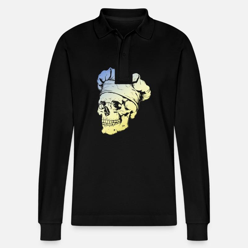 Chefkoch Skull - Stanley/Stella Unisex Bio-Langarm-Poloshirt Prepster - Schwarz
