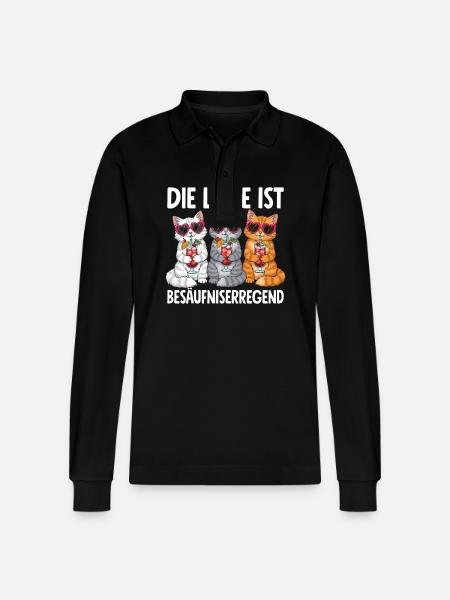 The situation is drunkenness - Stanley/Stella Organic Unisex Long-Sleeved Polo Shirt Prepster - black