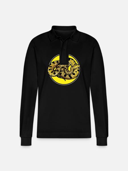 Anacondas Anaconda - Stanley/Stella Organic Unisex Long-Sleeved Polo Shirt Prepster - black