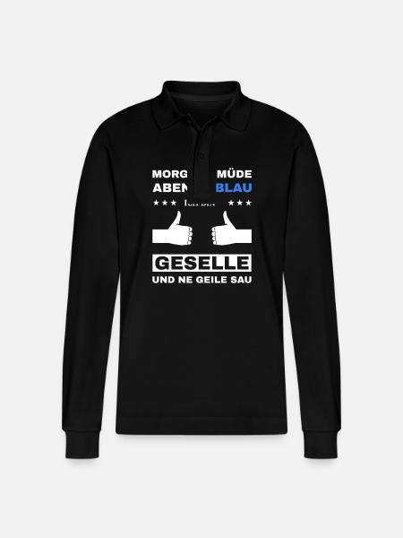 Geselle Facharbeiter Azubi Prüfung - Stanley/Stella Unisex Bio-Langarm-Poloshirt Prepster - Schwarz