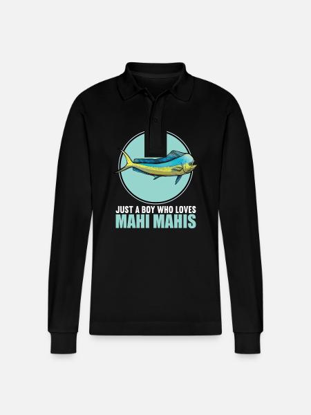 Mahi Mahi Dolphinfish - Stanley/Stella Organic Unisex Long-Sleeved Polo Shirt Prepster - black