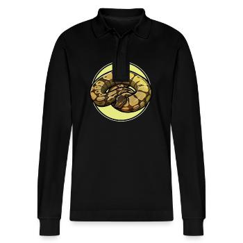 Ball Python King Python King Python - Stanley/Stella Organic Unisex Long-Sleeved Polo Shirt Prepster - black - Front - Anna (173cm) & Nico (186cm)