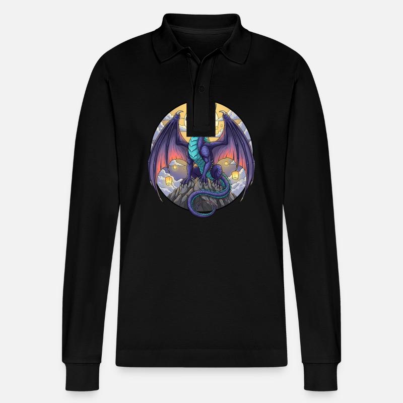 Purple Dragon - Stanley/Stella Unisex Bio-Langarm-Poloshirt Prepster - Schwarz