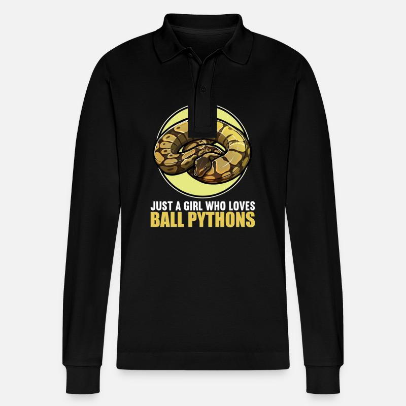 Ball Python Königspythons Königspython - Stanley/Stella Unisex Bio-Langarm-Poloshirt Prepster - Schwarz