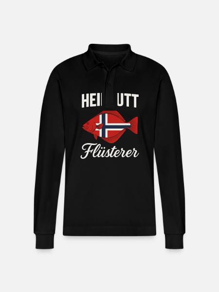 Halibut Whisperer Norway Flag - Stanley/Stella Organic Unisex Long-Sleeved Polo Shirt Prepster - black