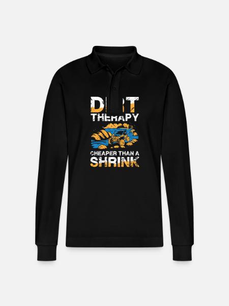Dirt Therapy Adventure Offroad Experience - Stanley/Stella Organic Unisex Long-Sleeved Polo Shirt Prepster - black