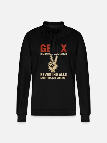 Gen X Den Badass Generation Humor - Ekologisk långärmad pikétröja Prepster unisex från Stanley/Stella - svart
