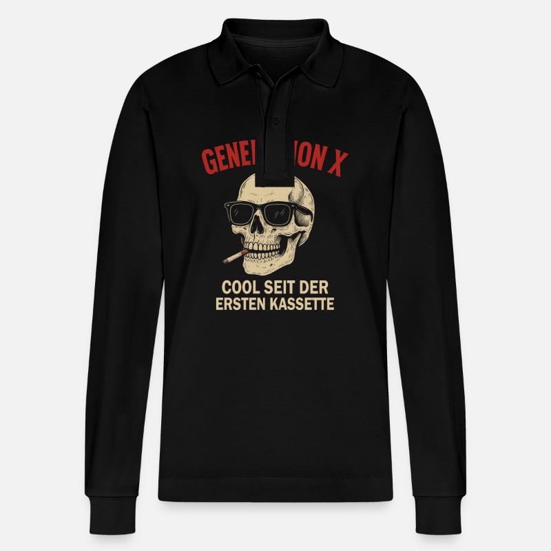 Generation X Cool Seit Ersten Kassette - Stanley/Stella Unisex Bio-Langarm-Poloshirt Prepster - Schwarz