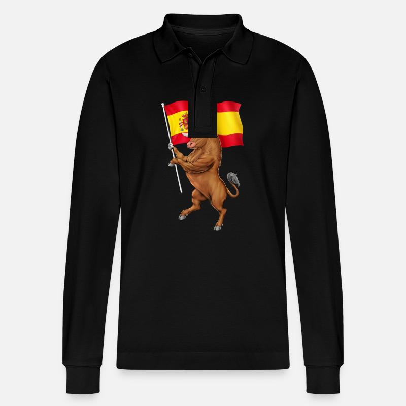 Spanischer Stier - Stanley/Stella Unisex Bio-Langarm-Poloshirt Prepster - Schwarz