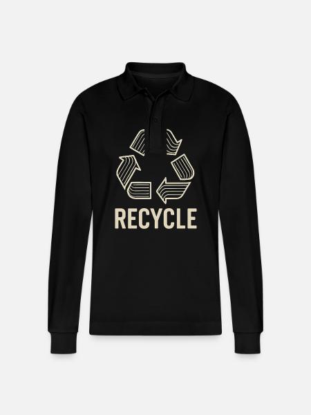 Recycle symbol with environmental awareness - Stanley/Stella Organic Unisex Long-Sleeved Polo Shirt Prepster - black