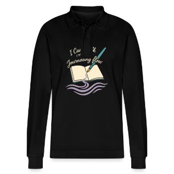 Gratitude Practice Journal Lover Emotional - Stanley/Stella Organic Unisex Long-Sleeved Polo Shirt Prepster - black - Front - Anna (173cm) & Nico (186cm)