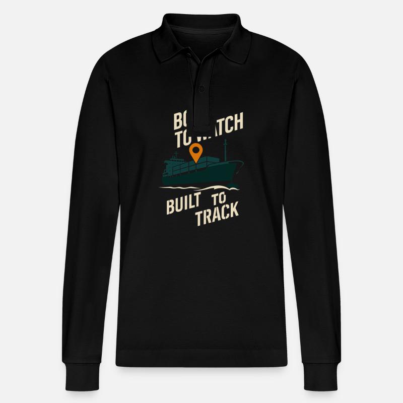 Schiff-sichtgerät Containerschiff Frachtschiff - Stanley/Stella Unisex Bio-Langarm-Poloshirt Prepster - Schwarz