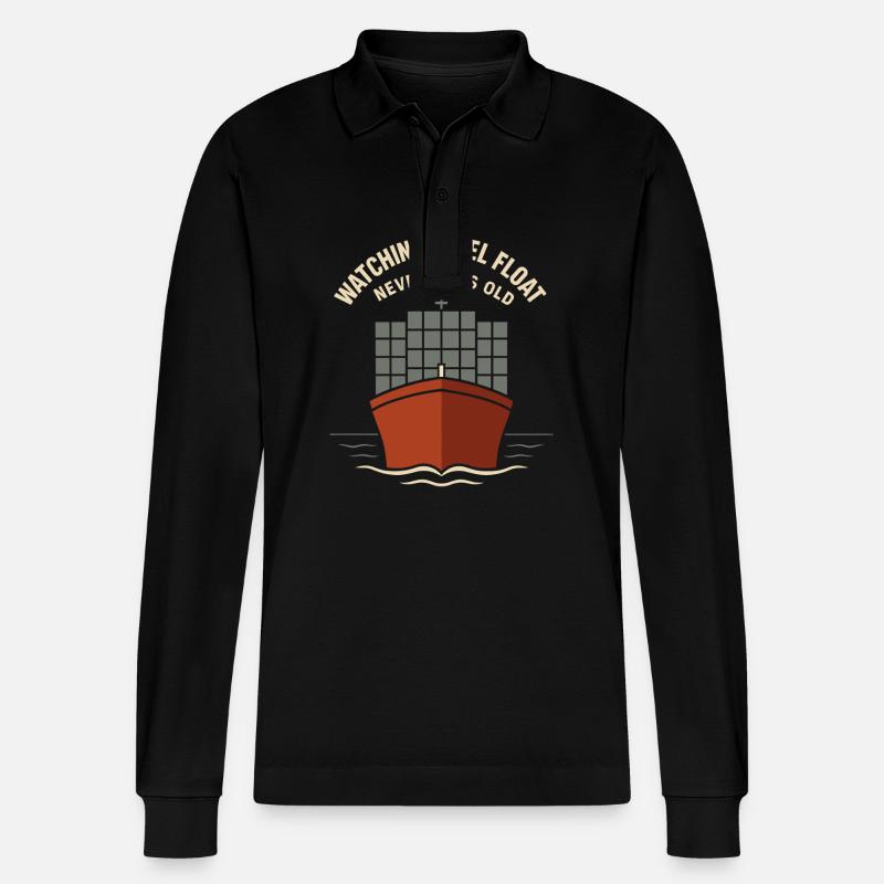 Schiff-sichtgerät Containerschiff Frachtschiff - Stanley/Stella Unisex Bio-Langarm-Poloshirt Prepster - Schwarz