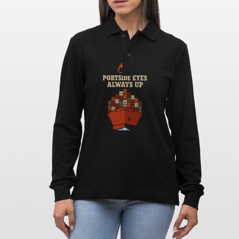 Ship vision device Container ship Cargo ship Stanley/Stella Organic Unisex Long-Sleeved Polo Shirt Prepster