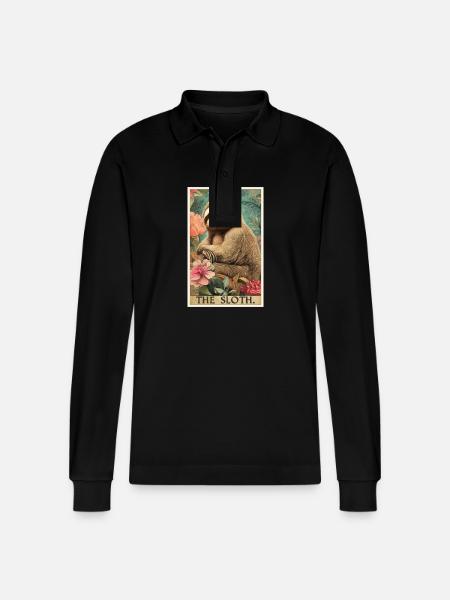 Sloths Sloth - Stanley/Stella Organic Unisex Long-Sleeved Polo Shirt Prepster - black