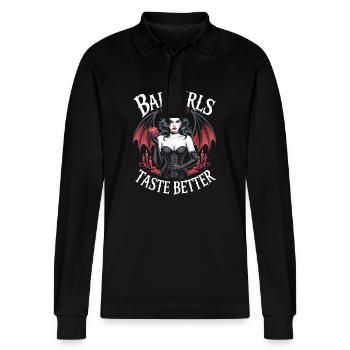 Les mauvaises filles ont meilleur goût ! Gothique Gothique Emo Baddie - Polo à manches longues bio PREPSTER Stanley/Stella Unisexe - noir - Devant - Anna (173cm) & Nico (186cm)