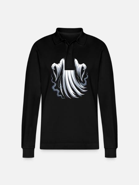 Ghost Costume - Stanley/Stella Organic Unisex Long-Sleeved Polo Shirt Prepster - black