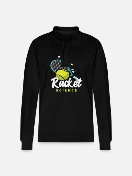 Tennis Player Racquet Science - Stanley/Stella Organic Unisex Long-Sleeved Polo Shirt Prepster - black