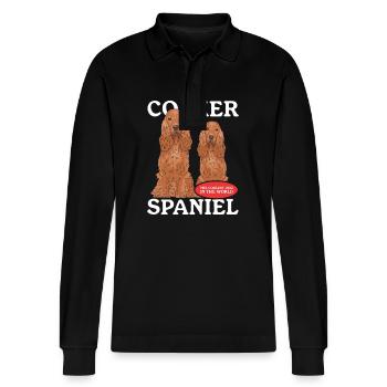 Cocker Spaniel Chien Cocker Spaniel Cadeaux - Polo à manches longues bio PREPSTER Stanley/Stella Unisexe - noir - Devant - Anna (173cm) & Nico (186cm)