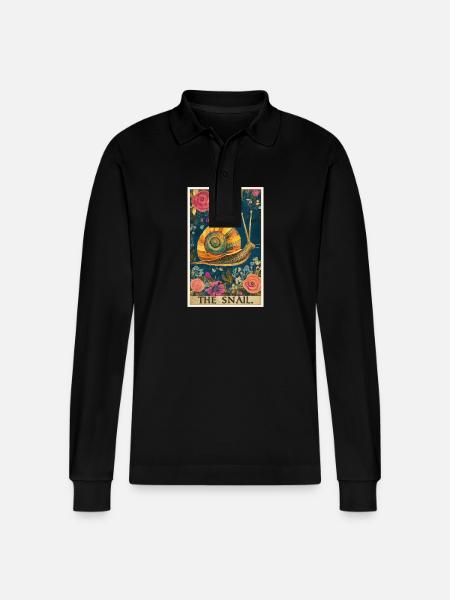 Snails Snail - Stanley/Stella Organic Unisex Long-Sleeved Polo Shirt Prepster - black