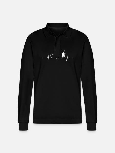 Snails Snail - Stanley/Stella Organic Unisex Long-Sleeved Polo Shirt Prepster - black
