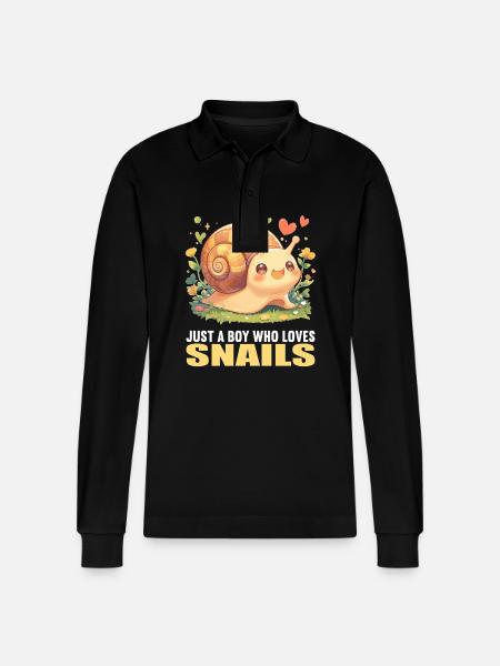 Snails Snail - Stanley/Stella Organic Unisex Long-Sleeved Polo Shirt Prepster - black