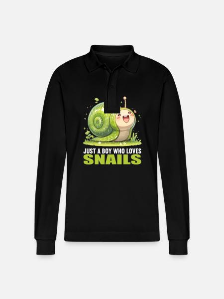 Snails Snail - Stanley/Stella Organic Unisex Long-Sleeved Polo Shirt Prepster - black