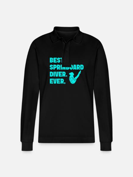 Diving diving board - Stanley/Stella Organic Unisex Long-Sleeved Polo Shirt Prepster - black