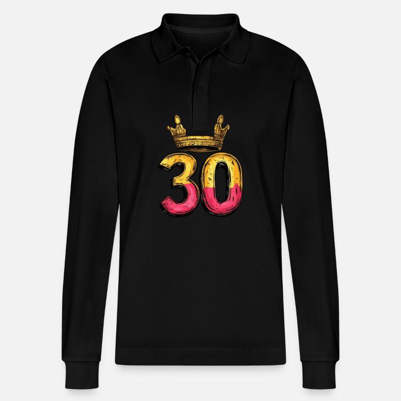 Couronne à 30 chiffres - Polo à manches longues bio PREPSTER Stanley/Stella Unisexe - noir