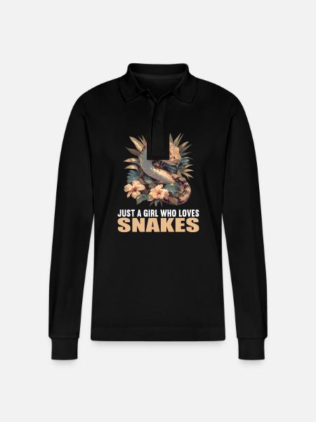 Snakes Snake - Stanley/Stella Organic Unisex Long-Sleeved Polo Shirt Prepster - black