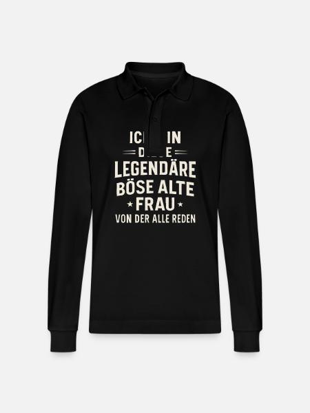 Legendary Evil Old Woman – Statement - Stanley/Stella Organic Unisex Long-Sleeved Polo Shirt Prepster - black