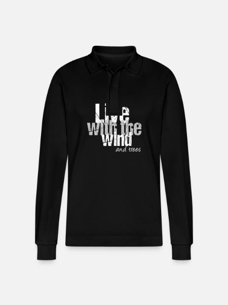 Living with wind and trees - Stanley/Stella Organic Unisex Long-Sleeved Polo Shirt Prepster - black