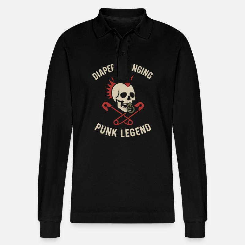 Punk Dad Alternative Vaterschaft Rebellischer - Stanley/Stella Unisex Bio-Langarm-Poloshirt Prepster - Schwarz