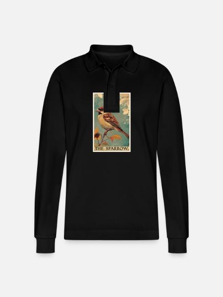 Sparrows Sparrow - Stanley/Stella Organic Unisex Long-Sleeved Polo Shirt Prepster - black