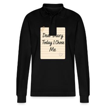Gratitude Practice Journal Lover Emotional - Stanley/Stella Organic Unisex Long-Sleeved Polo Shirt Prepster - black - Front - Anna (173cm) & Nico (186cm)