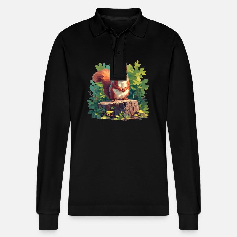 Eichhörnchen - Stanley/Stella Unisex Bio-Langarm-Poloshirt Prepster - Schwarz